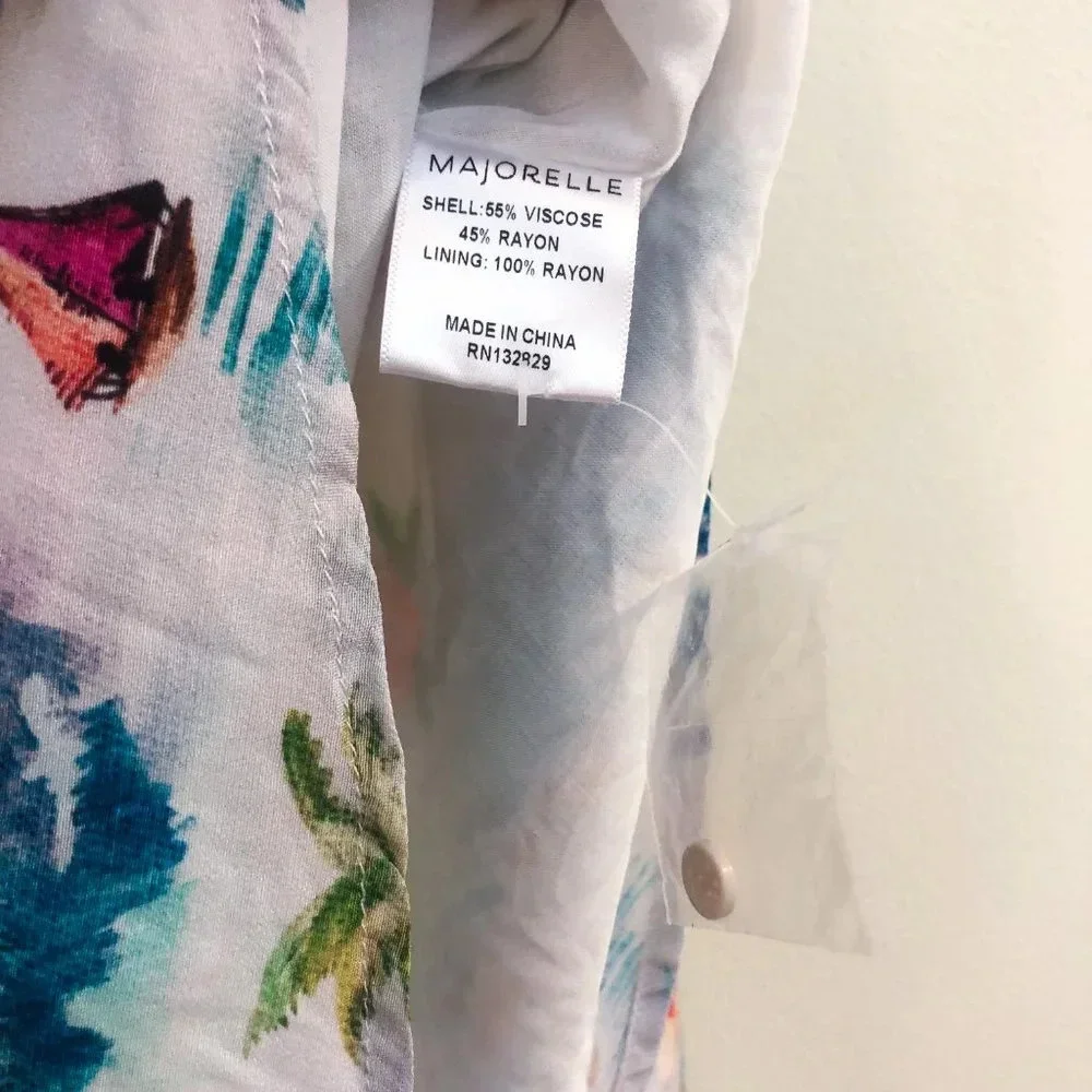 Majorelle Tropical Patterned Aloha Resortwear Button Down Strappy Romper XS - Picture 10 of 13